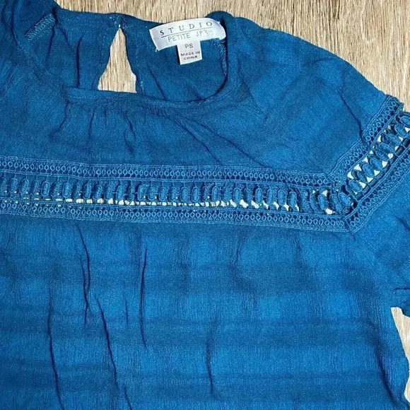 Womens Studio Blue Blouse - Petite Small - Picture 2 of 4